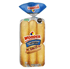 pan para hotdogs wonder super hot dog con ajonjolÍ 12 pzas